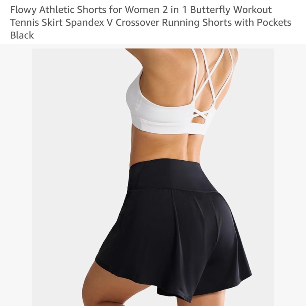 New $38 Maxbee Amazon Flowy V Crossover Athletic Shorts Pocket Black Stretch XXL